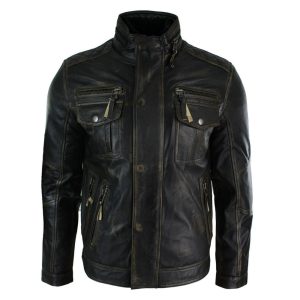 Multi-Pocket Genuine Leather Field Jacket